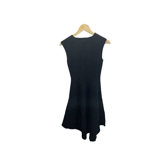 Milly Women's Knit Black Sleeveless Fit & Flare Dress Size S/P Hi Low Hem - Picture 5 of 6
